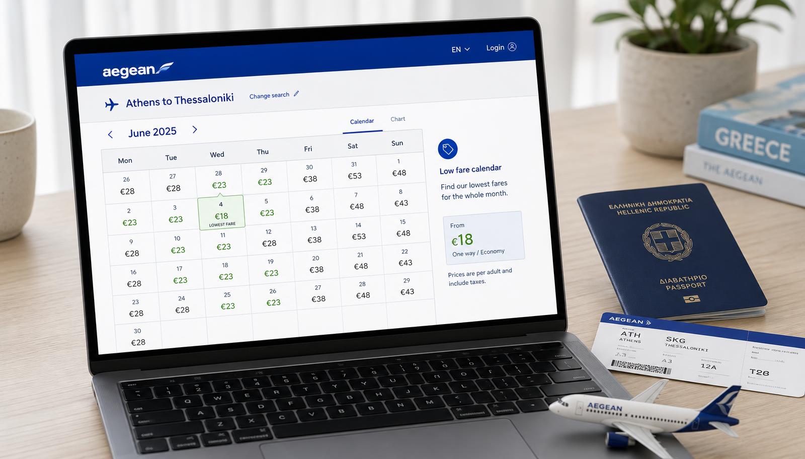 Aegean Low Fare Calendar: Βρες τις φθηνότερες ημερομηνίες (2026)
